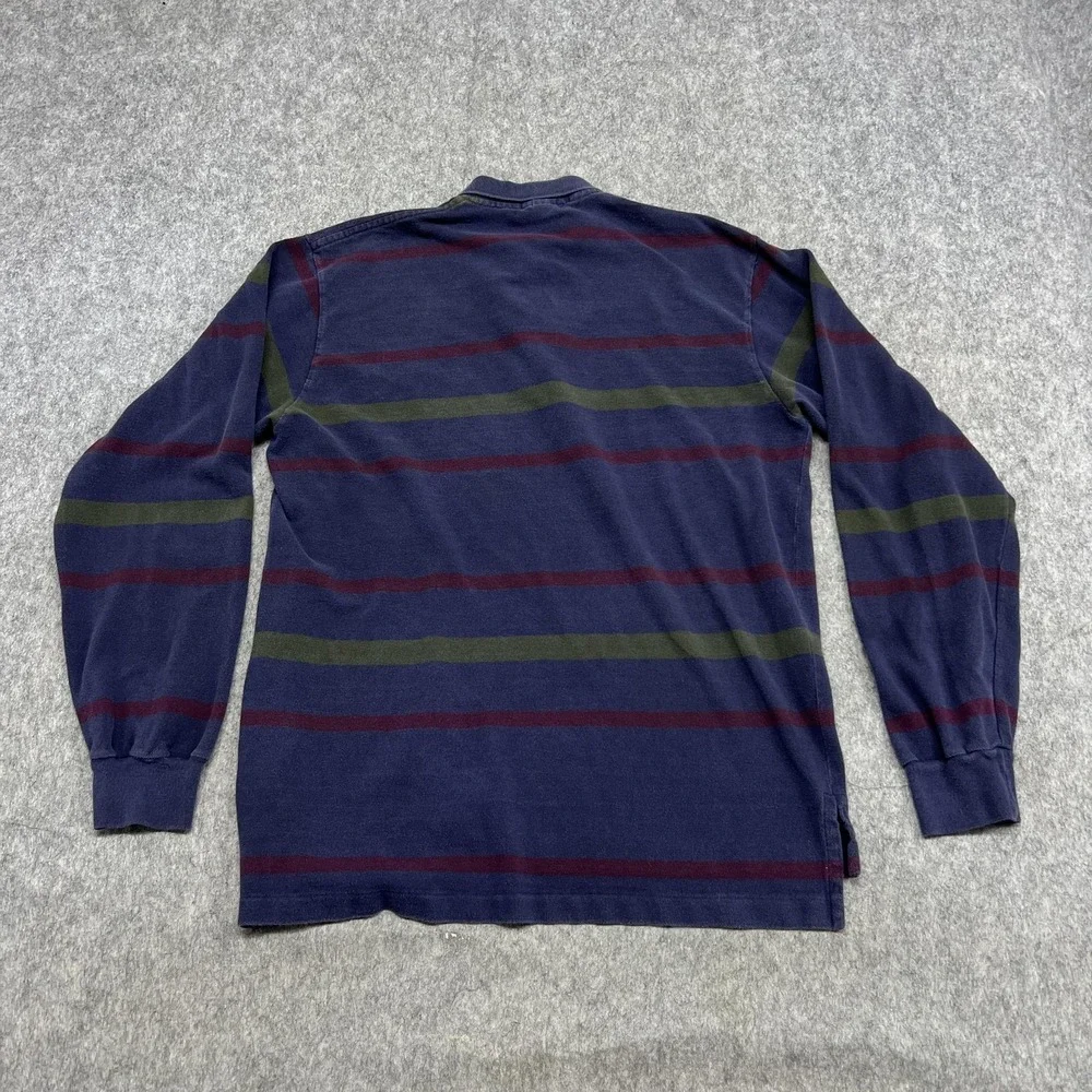 Vintage Polo Ralph Lauren Polo Shirt Mens L Purple Stripe Long Sleeve Rugby USA